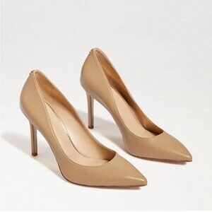 Sam Edelman Hazel Nude Leather Pointed Toe Heels 6 W Wide Leather Soft Tan Class